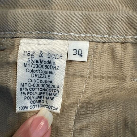 Rag & Bone Fit 2 Men's Chino Trousers in "Drizzle" Tan Khaki Beige Size 30 x 29 - Picture 7 of 14